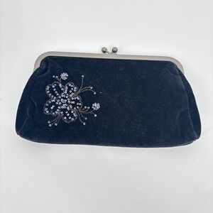 Express Velvet Clutch Evening Bag Sequin Floral Kiss Lock Closure‎